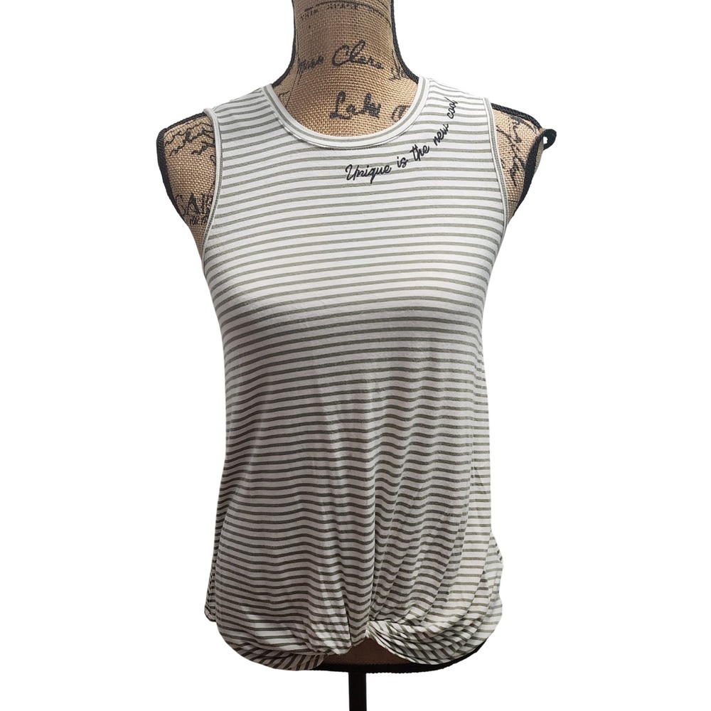 Wonder Nation Girls Striped Tank Top Knot Front Graphic Tee XL 14 16
